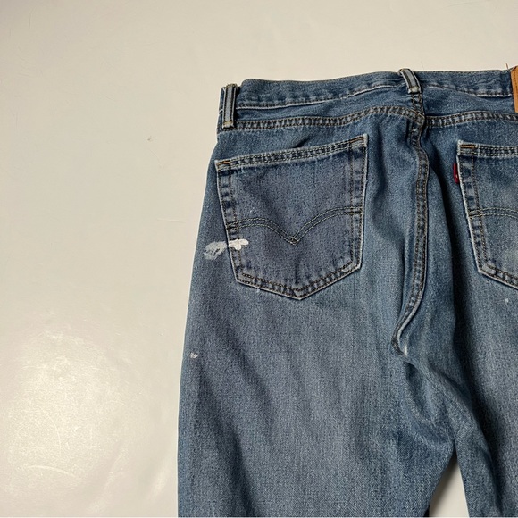 020 - VINTAGE 00s LEVIS STRAUS 505s PAINT SPLATTER 32 x 26 DENIM PANTS JEANS - Picture 5 of 9